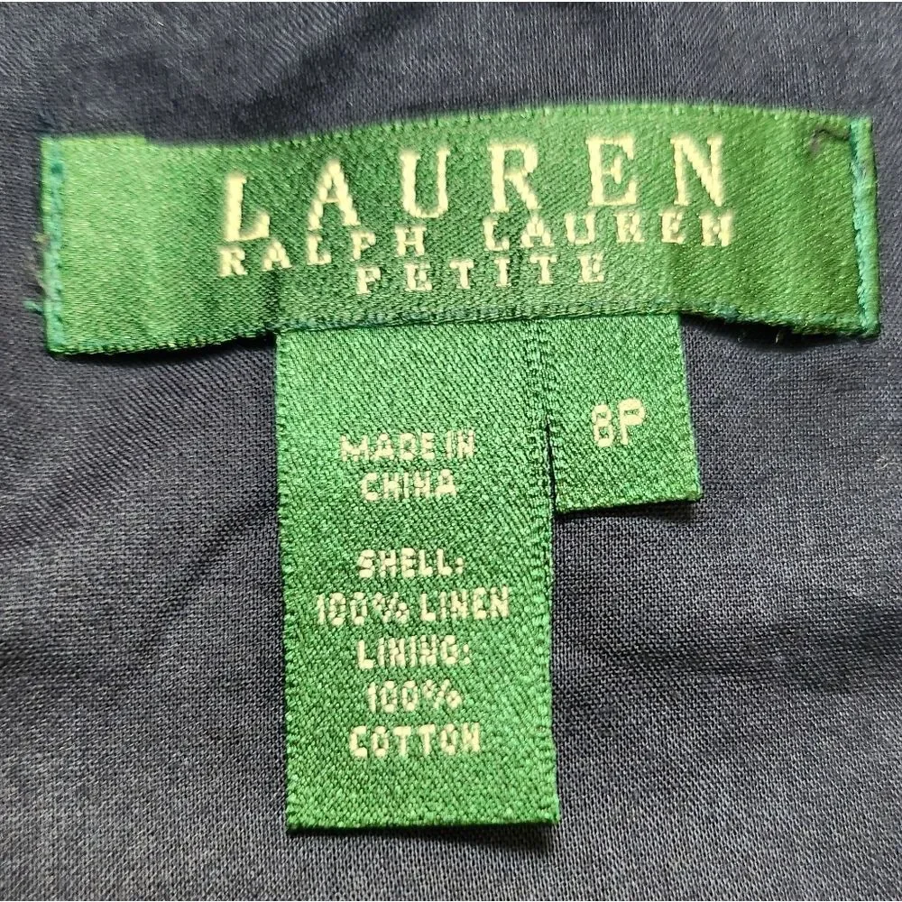 Lauren Ralph Lauren Linen Flounce Flare Skirt Navy White Trim Size 8P